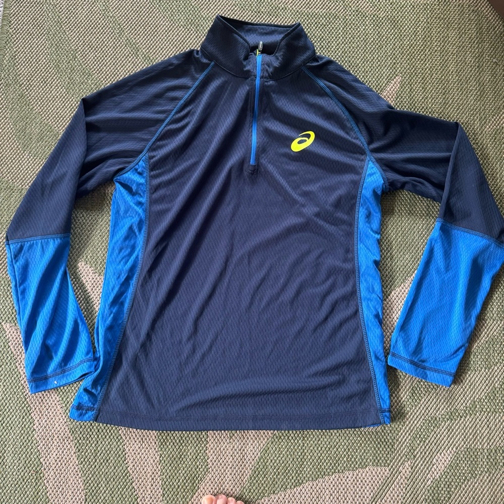 Men’s ASICS Quarter Zip Blue Pullover M
